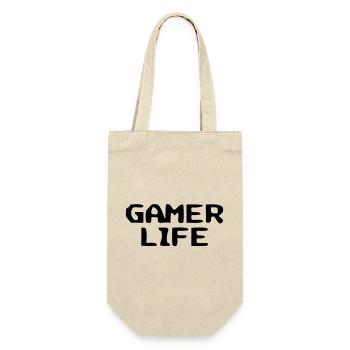 Lässiger Gamer Life Schriftzug - Geschenkbeutel für Flaschen - Natur - Vorne