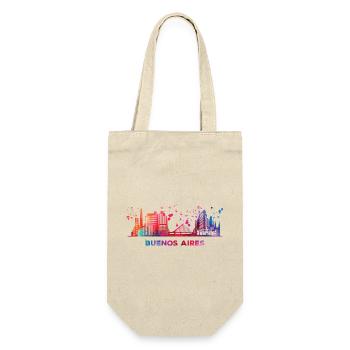 Portenos Skyline Buenos Aires - Geschenkbeutel für Flaschen - Natur - Vorne