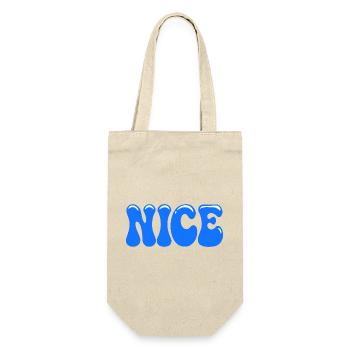Schöne retro groovige Typografie Bubbles Azure Blue - Geschenkbeutel für Flaschen - Natur - Vorne