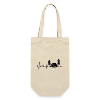 zelten Herzschlag Zelt Camping Liebe campen Natur - Geschenkbeutel für Flaschen - Natur - Vorne