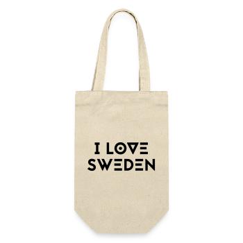I LOVE SWEDEN - Geschenkbeutel für Flaschen - Natur - Vorne