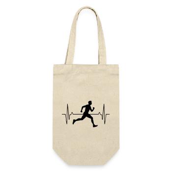 Running Marathon Mann Puls Frequenz - Geschenkbeutel für Flaschen - Natur - Vorne