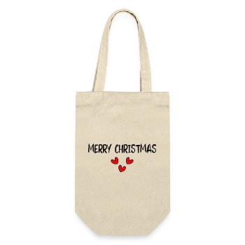 WEIHNACHTEN. FROHE WEIHNACHTEN. FROHE WEIHNACHTEN. WEIHNACHTSMANN - Geschenkbeutel für Flaschen - Natur - Vorne