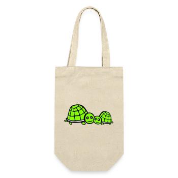 2 Tortues Maman Papa Enfant Famille Amour Mignon - Sac à bouteille - nature - Devant
