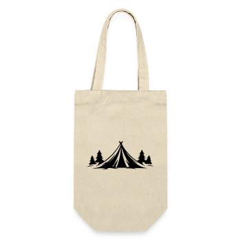 Camping Zelt Natur Symbol - Geschenkbeutel für Flaschen - Natur - Vorne