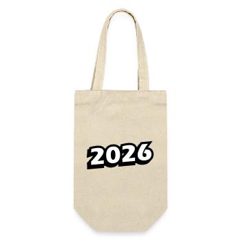 2026 Jahr - Geschenkbeutel für Flaschen - Natur - Vorne