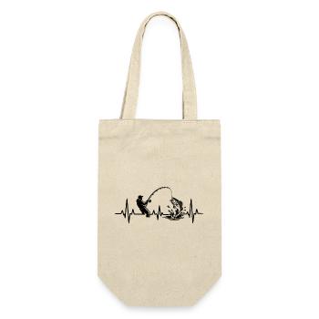 Angeln Herzschlag EKG Angler Silhouette - Geschenkbeutel für Flaschen - Natur - Vorne