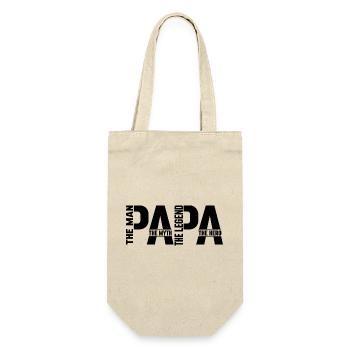 Papa The Man The Myth The Hero Vatertag Geschenk  - Geschenkbeutel für Flaschen - Natur - Vorne