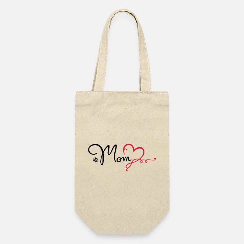 Love Mom Geschenk Muttertag Mama - Geschenkbeutel für Flaschen - Natur