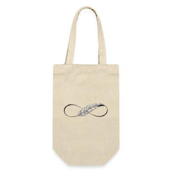 Cute Lines Infinity Feder - Geschenkbeutel für Flaschen - Natur - Vorne