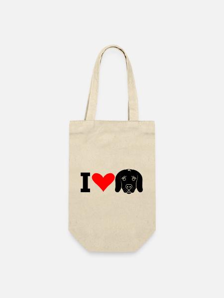 I Love Dogs (black) - Geschenkbeutel für Flaschen - Natur