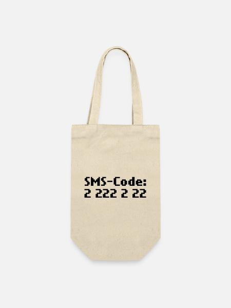 sms-code 2 222 2 22 - Geschenkbeutel für Flaschen - Natur