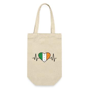 Ireland Flag Heartbeat Line Irish Pride Design - Gift Bag for Bottles - nature - Front