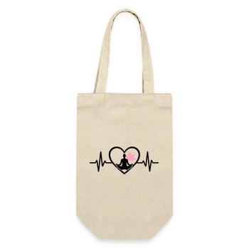 Yoga Herz Frau Silhouette Lotus Wellness - Geschenkbeutel für Flaschen - Natur - Vorne