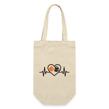 Herz Basketball Bier - Geschenkbeutel für Flaschen - Natur - Vorne