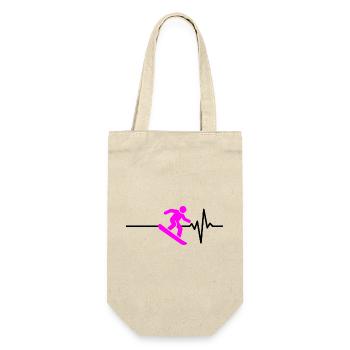 SNOWBOARDERIN HERZSCHLAG PINK, WINTERSPORT - Geschenkbeutel für Flaschen - Natur - Vorne