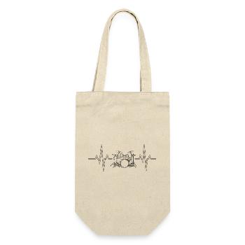 Herzschlag Drumset Silhouette Drummer Heartbeat - Gift Bag for Bottles - nature - Front
