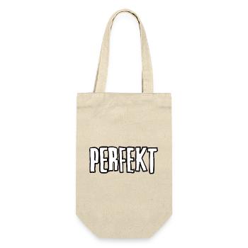 PERFEKT Großbuchstaben Typo unperfekt  - Geschenkbeutel für Flaschen - Natur - Vorne