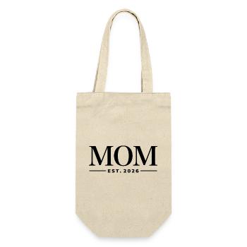 Mom Est. 2026 | Mutter | Muttertag Geschenk - Geschenkbeutel für Flaschen - Natur - Vorne