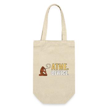 Atme. Bewege. – Rutschfeste Yoga-Fans – Yoga. - Geschenkbeutel für Flaschen - Natur - Vorne