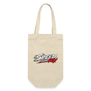 EK-Spruch: Speed is the key - Geschenkbeutel für Flaschen - Natur - Vorne