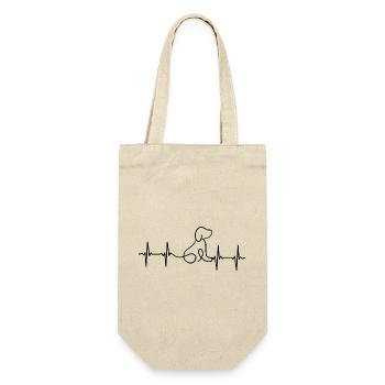 Hund EKG Herzschlag - Geschenkbeutel für Flaschen - Natur - Vorne