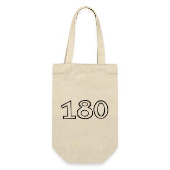 Zahl 180 handgezeichnet - Geschenkbeutel für Flaschen - Natur - Vorne