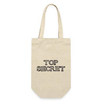 TOP SECRET Schriftzug handgezeichnet - Geschenkbeutel für Flaschen - Natur - Vorne