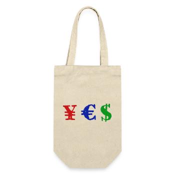 Yen Euro Dollar - YES - Geschenkbeutel für Flaschen - Natur - Vorne