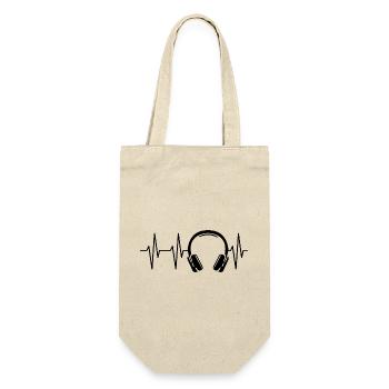 Kopfhörer Musik Herzschlag Puls DJ Illustration - Geschenkbeutel für Flaschen - Natur - Vorne