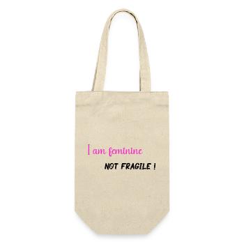 I am feminine, not fragile - PNK BLK - Gift Bag for Bottles - nature - Front