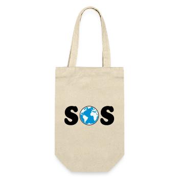 SOS – Earth Day / Klimawandel (B / 3C / SVG) - Geschenkbeutel für Flaschen - Natur - Vorne