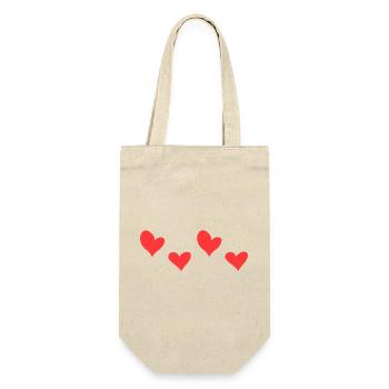 vier Herzen Herz Symbol Liebe rot - Geschenkbeutel für Flaschen - Natur - Vorne