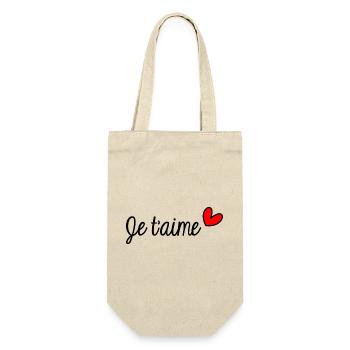 LIEBE. PAAR. GERADE VERHEIRATET. Junggesellinnenabschied. VALENTINSTAG. - Geschenkbeutel für Flaschen - Natur - Vorne