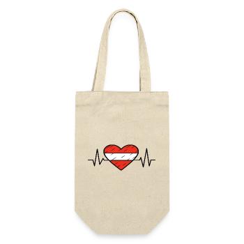 Österreich Flagge Heartbeat Line Austrian Pride Design - Geschenkbeutel für Flaschen - Natur - Vorne