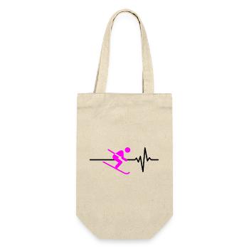 SKIING HEARTBEAT PINK WINTER SPORT CARVING - Gift Bag for Bottles - nature - Front