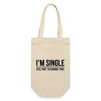 Single Sprüche Singles Lustiges Single Geschenk - Geschenkbeutel für Flaschen - Natur - Vorne
