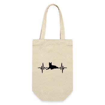 Hunde Herzlinie - Geschenkbeutel für Flaschen - Natur - Vorne