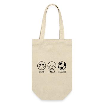 Love Peace Soccer - Geschenkbeutel für Flaschen - Natur - Vorne
