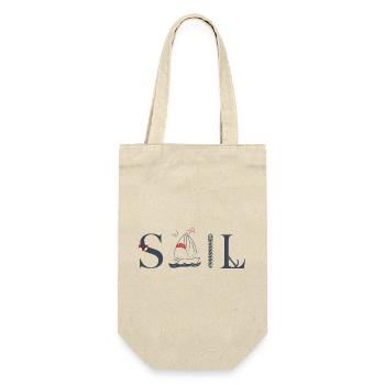 SAIL – Maritimes Typografie Design - Geschenkbeutel für Flaschen - Natur - Vorne