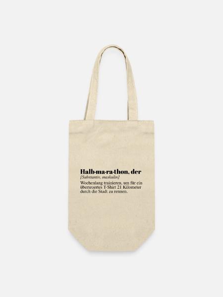 Halbmarathon Duden Spruch - Geschenkbeutel für Flaschen - Natur