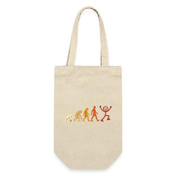 Evolution Mensch Freude Retro Design - Geschenkbeutel für Flaschen - Natur - Vorne