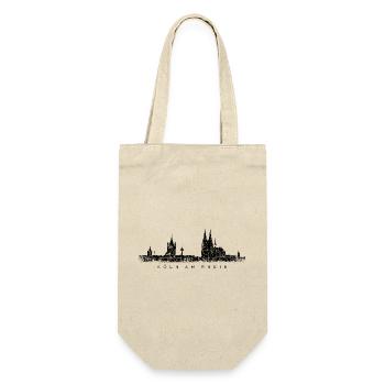 Köln am Rhein Kölner Skyline (Vintage Schwarz) - Geschenkbeutel für Flaschen - Natur - Vorne