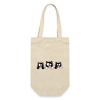 Neugierige Katzen - Geschenkbeutel für Flaschen - Natur - Vorne