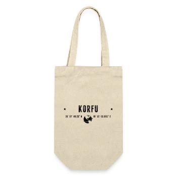 Corfu Stylized Geographical Coordinates - Gift Bag for Bottles - nature - Front