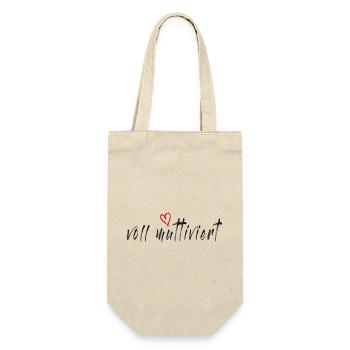 Voll muttiviert! Mama, Mutter lustiger Spruch - Geschenkbeutel für Flaschen - Natur - Vorne