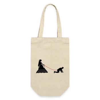 Hochzeit Brautpaar Leine - Geschenkbeutel für Flaschen - Natur - Vorne