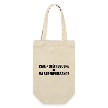 Café + stéthoscope = ma superpuissance - Sac à bouteille - nature - Devant