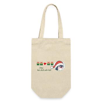 Oma liebt dich sehr lieb Weihnachten - Geschenkbeutel für Flaschen - Natur - Vorne