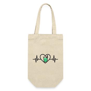 Bubble Tea Heart Boba Drink Sweet Trend - Gift Bag for Bottles - nature - Front